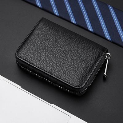 Men Wallet Large Capacity Smooth Faux Leather Zipper Closure Organ Shape Multi Pockets Credit Card Holder Card Organizer