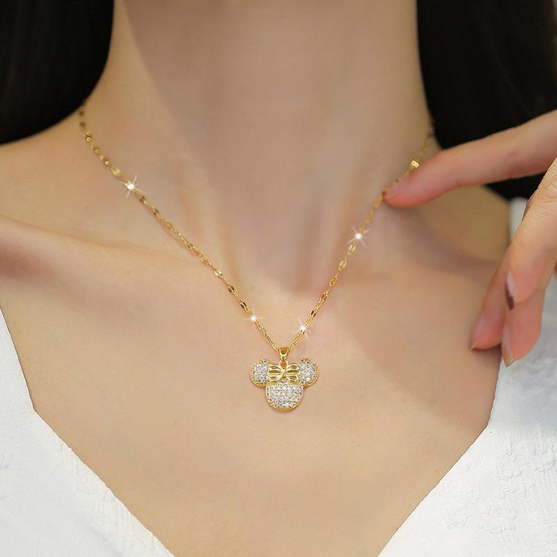 Trendy Full Diamond Mouse Pendant Necklace - Perfect Birthday Gift for Women and Best Friends