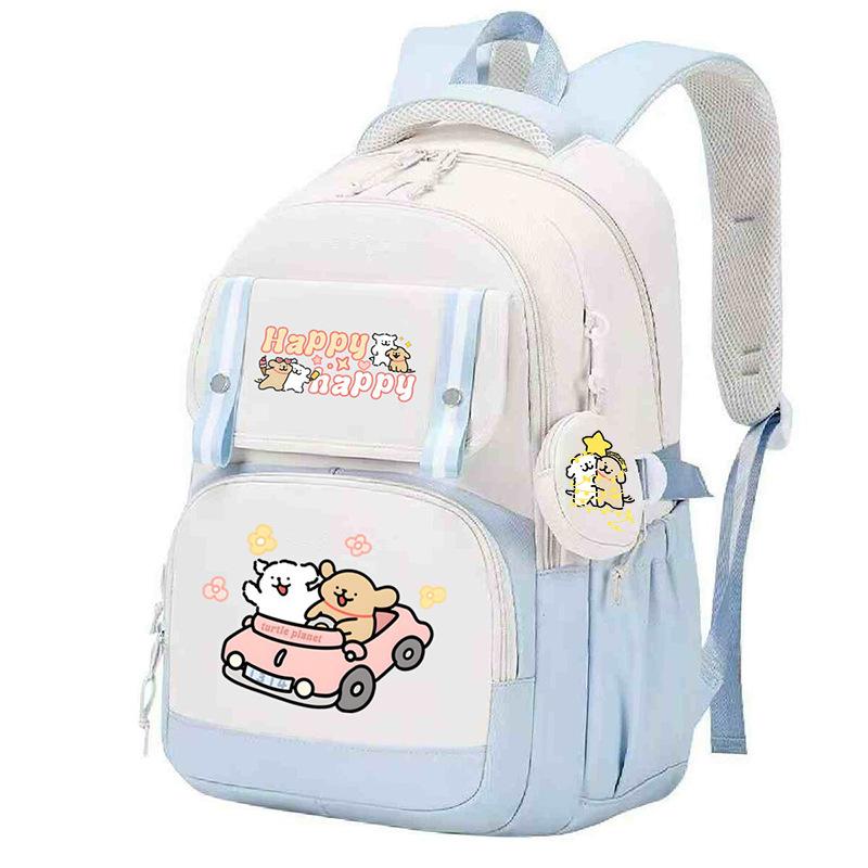 Fashion Backpack Cute Style Lines Doggie Cartoon Printing Trend Primary and Secondary School Students Reduce the Burden of Schoolbags