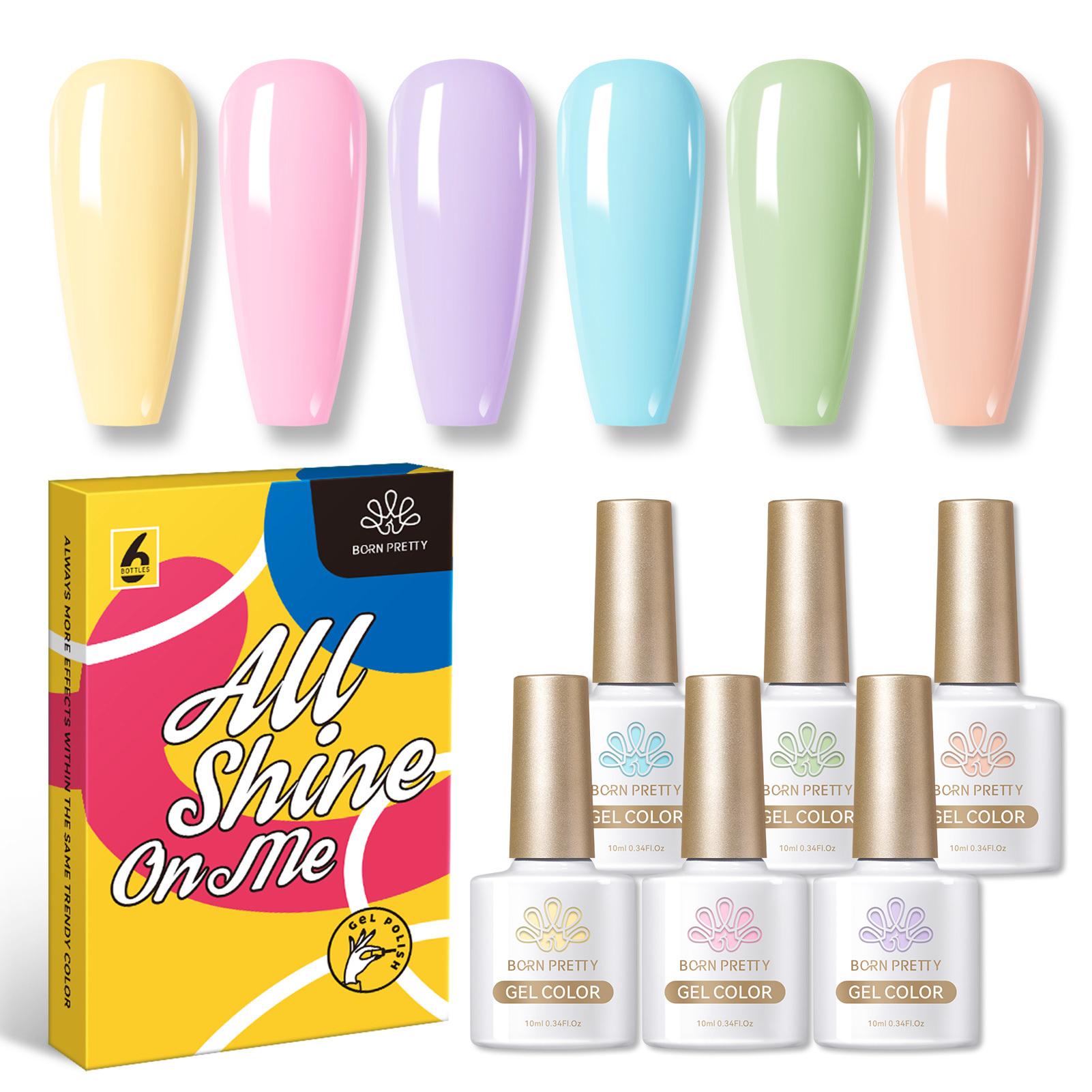 

BORN PRETTY 6 бутылочек, 10 мл, набор ярких гель-лаков для ногтей, весна-лето, цветной гель-лак цвета макарон, красочный, яркий, 10 мл, подарочная коробка для дизайна ногтей