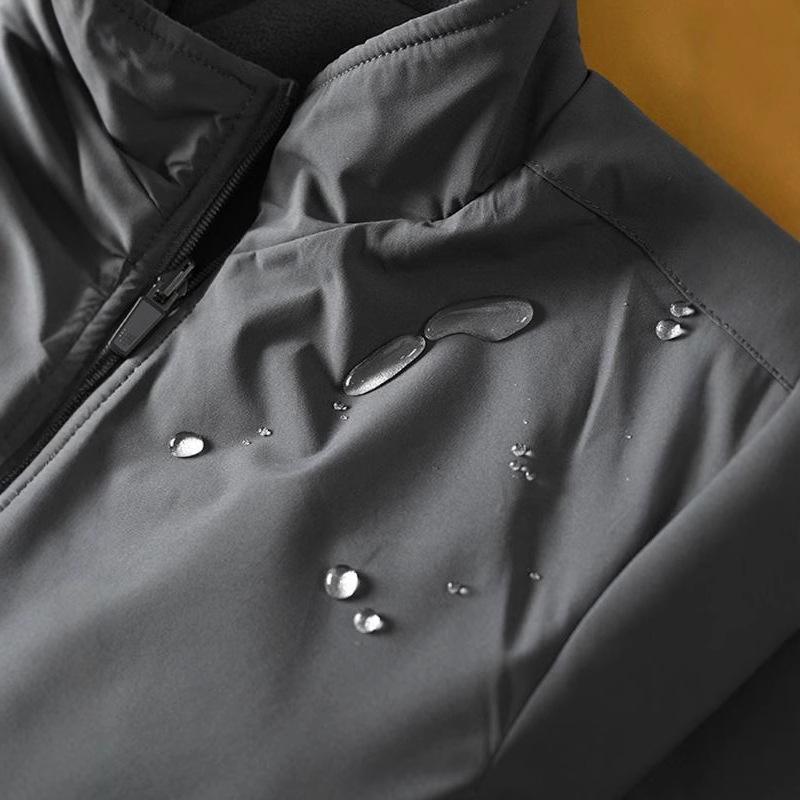 Double-sided Wearable Autumn and Winter Men's Outdoor Windproof Waterproof Standing Collar Plus Velvet Thermal Jacket Casual Jacket