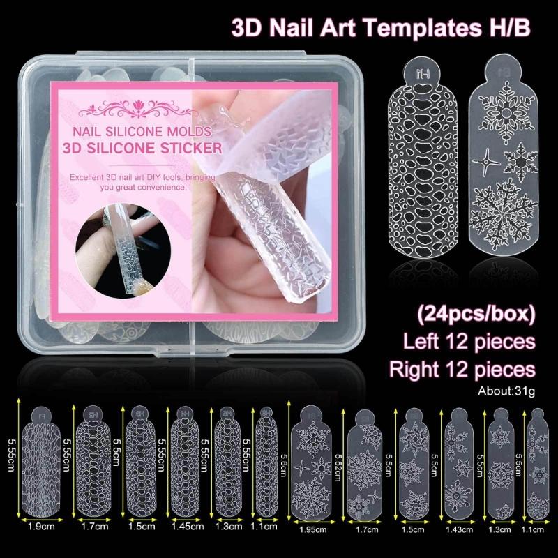 3D Silicone Nail Art Mold for Christmas Snowflake and Leopard Print Designs Reusable Easy To Use DIY Nail  Template