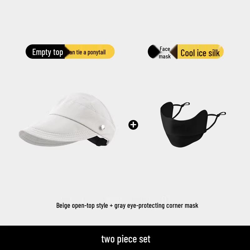 Women's 2025 Sun Hat with Buckle, Fisherman Style, Quick-Drying, Topless Visor, Small Face Design, Mask Compatible