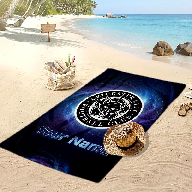 Leicester City Personalisiertes Bedrucktes Strandtuch Fußballlogo Unterstützung Benutzerdefinierter Name Text Absorptionsfähiges Handtuch für Sport Reisen Besonderes Geschenk