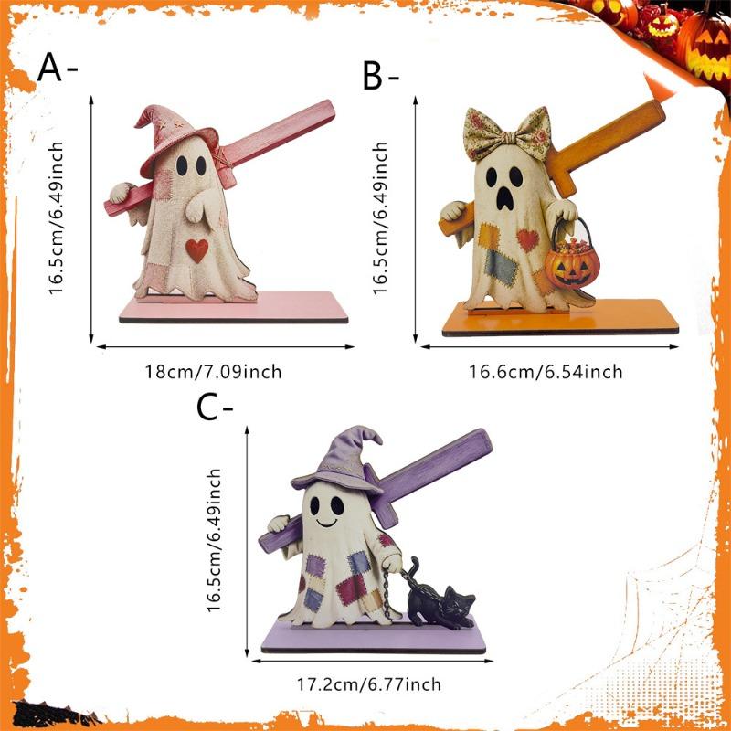 Halloween Patch Ghost Wooden Roll Paper Shelf Home Outdoor Dining Table Creative Decorative Item Paper Towel Rack