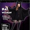 Halloween Costume Ladies Bat Cozy Black Animal Adult Cosplay Vampire Zip Dress