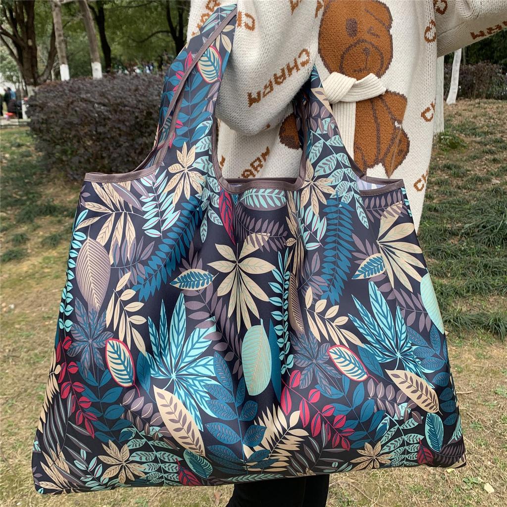 Foldable Eco Shopping Bag - Japanese Cartoon Design, Oxford Cloth, Portable & Eco-Friendly for Groceries