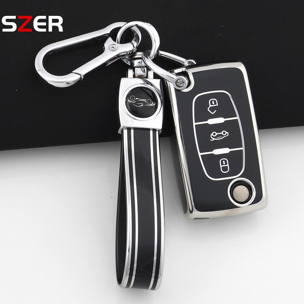 For Citroen C2 C3 C4 C5 C6 Xsara Berlingo For Peugeot 207 307 308 407 607 807 Fashion Tpu Car Key Case Cover Keychain Fob Shell