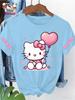 Sanrio Womens Fashionable and Cute Short Sleeved New Springsummer Casual Round Neck Short Sleeved Printed Cotton Top Plus Size