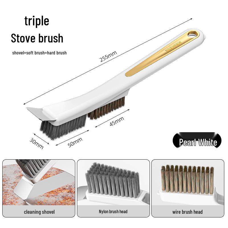 Multifunctional Kitchen Stove Gap Cleaning Brush with Long Handle & Steel Wire for Stain Removal
