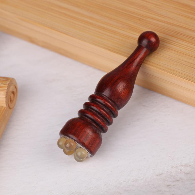 1Pcs Sandalwood Eye Massage Stick Five Beads Lotus Seedpod Face Massage Tools Gua Sha Face Skin Care Massager Reduce Puffiness