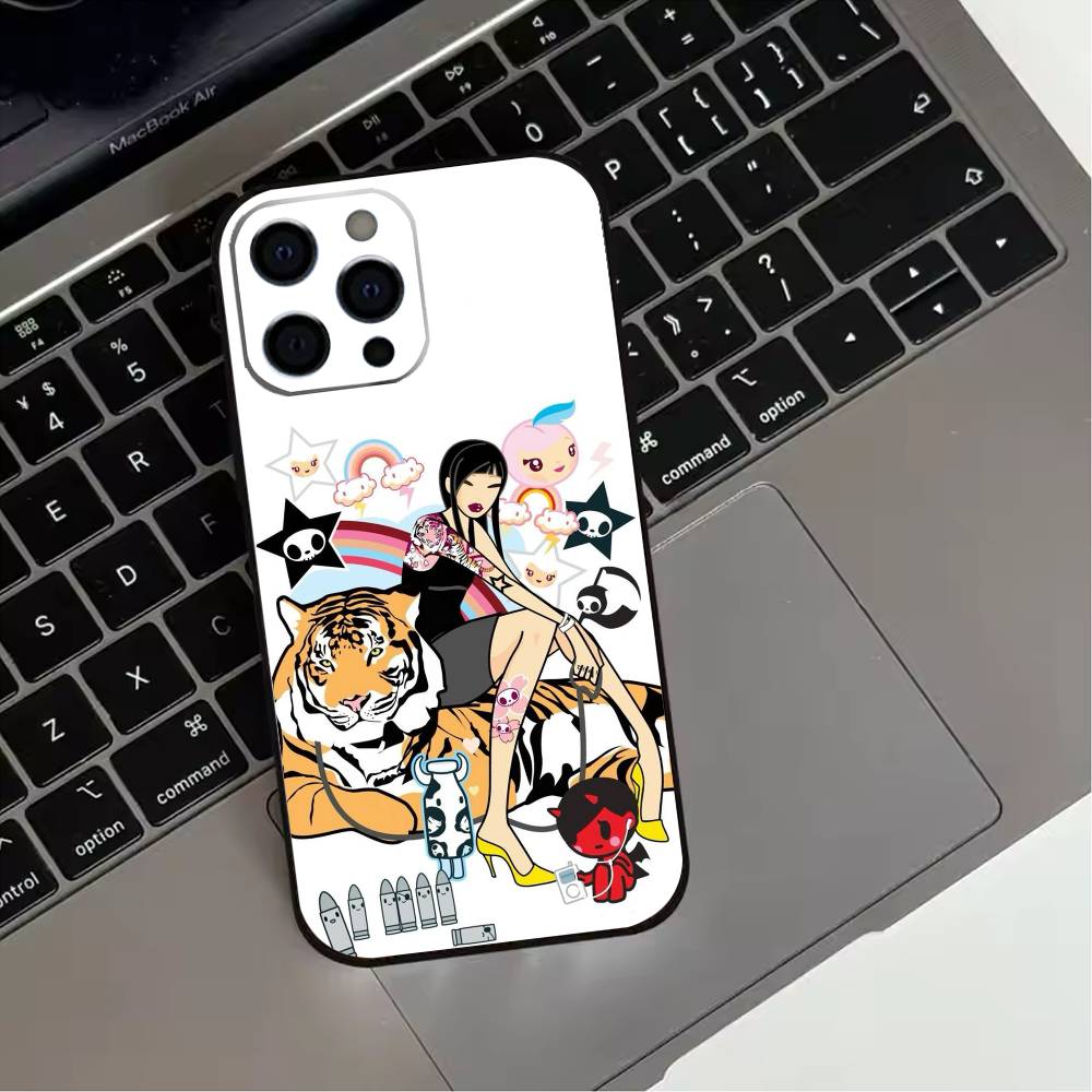 J-Japan T-okidokis Girl  Phone Case For iPhone 17,16,15,14,13,12,11 Plus,Pro Max,XS,Soft Silicone Black Cover