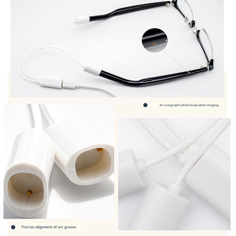 Flexible Split Chargers Cord With Magnetic Connectors For Intelligent Glasses 2 Eyewear 2Devices Charging At Once Power Cord