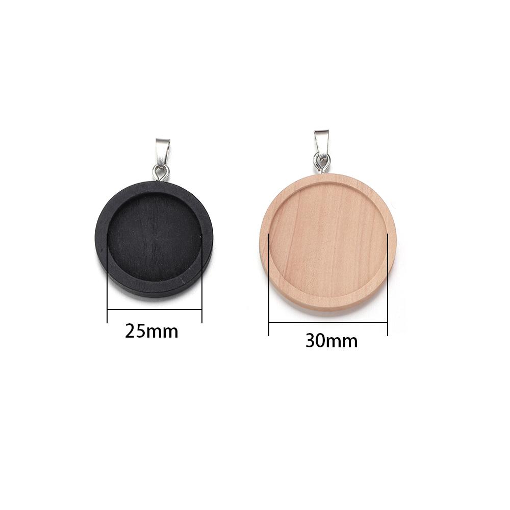 Louleur 1ks Dřevěné základny pro kabošony 25mm/30mm Průměr Prázdné dřevěné základny pro přívěsky s kabošony DIY šperky pro výrobu náhrdelníků