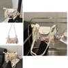 Ladies Pu Compact Handbag With Lace Bow And Doll Pendantfor Casual Outings