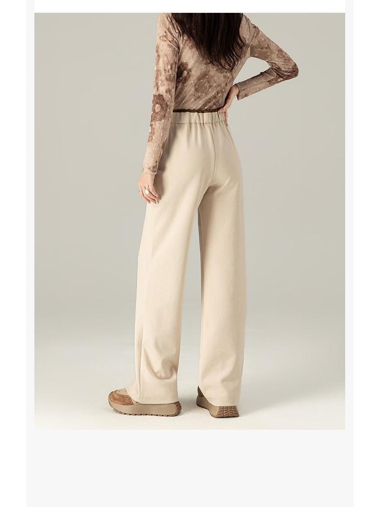 Xinge Women's Tencel Acetate Sweatpants - High Waist, Wide Leg, Straight, Loose Fit, Autumn Casual Style.