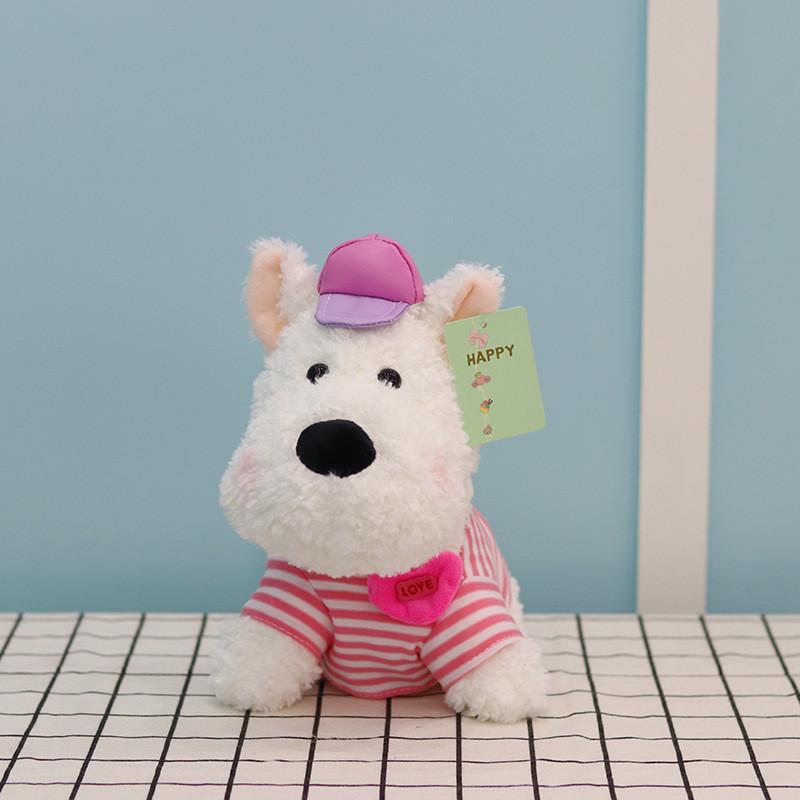 

Wear Clothed West Highland White Terrier Plush Toy Cartoon Stuffed Animal Doll Pink stripes
