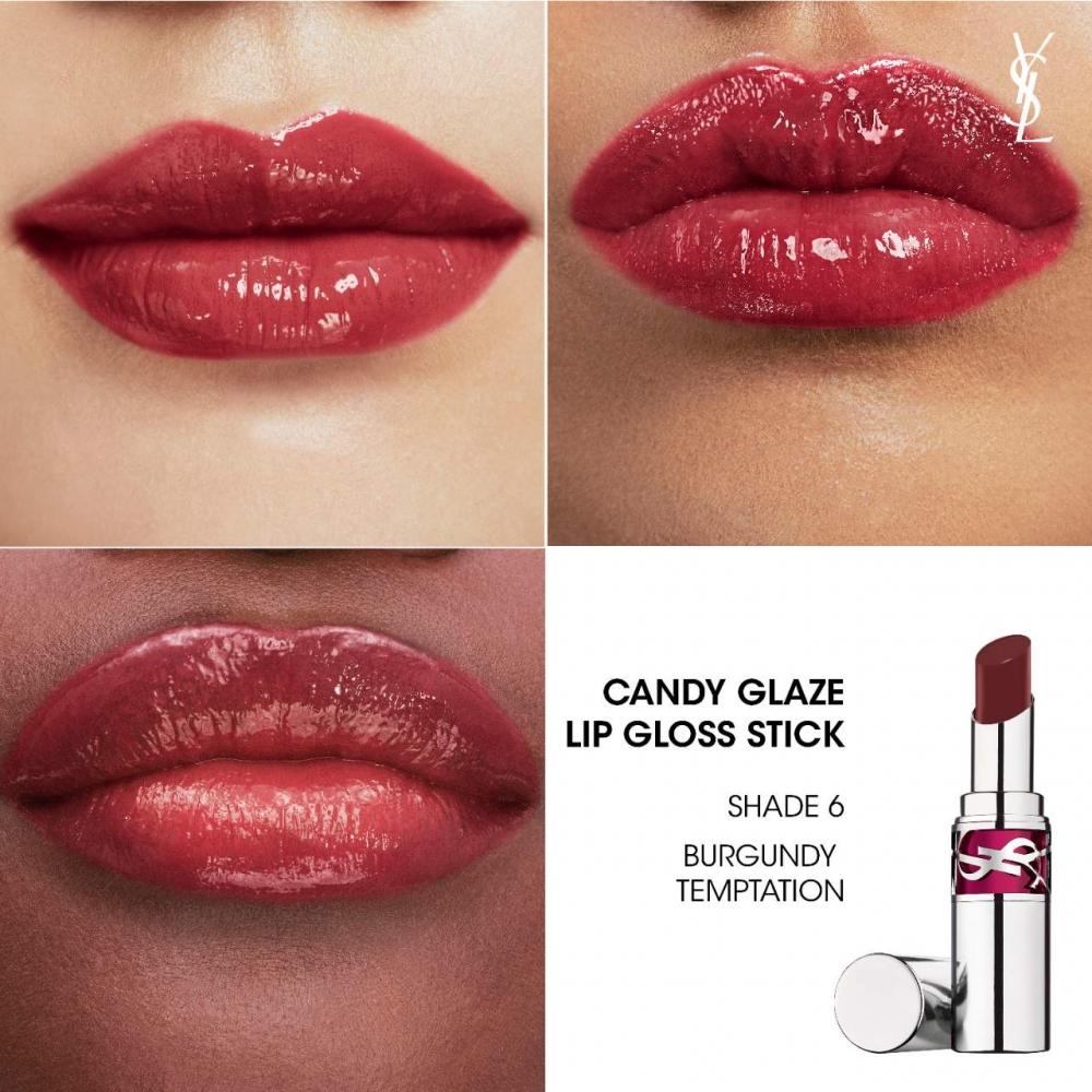 Yves Saint Laurent Ysl Candy Glaze Lippenstift-Gloss .11 Unzen 3,2 g 06 burGundy Temptation Süßes burGundy