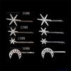 New Geometric Stars Moon Rhinestone Hair Clip Set Snowflake Star Bride Hairpins Women Side Clip Hair Barrettes Hair Accessories