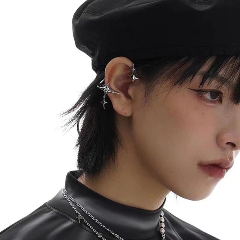 Punk Star Earrings No Piercing rhinestones Star Ear Cuffs Climber Earrings Party Jewelry Ear Clip for Women Girls