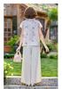Mom's Stylish Summer Two-Piece Set: Mid-Aged Women's Chinese Style Short-Sleeve Shirt + Skirt Pants.