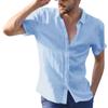 European & American Men's Summer 2025 Solid Color Short-Sleeve Lapel Cardigan Casual Thin Shirt