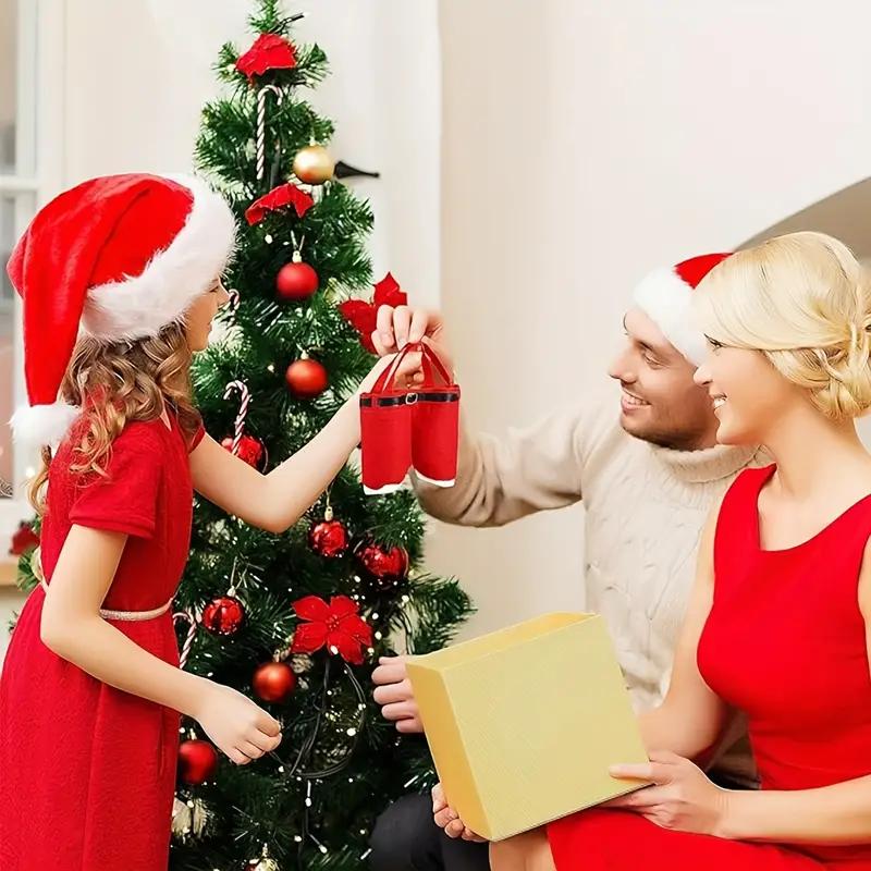 6-Pack Christmas Santa Pants Gift Bags, Small Polyester Candy Bags, Festive Treats Holder, Xmas Party Decorative Gift Pouches for Holiday Presents