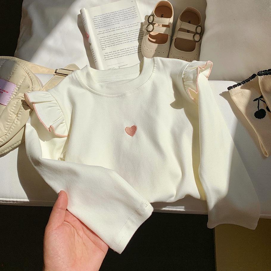 

Детская футболка из двух частей с осенним цветовым блоком и полосатыми манжетами: Базовый слой с длинным рукавом для девочек в корейском стиле 80cm