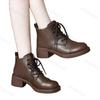 Fashion Women Short Boots 2025 Autumn Winter New Fashion Lace Up Vintage Middle Heel Shoes Outdoor Non Slip Height Increase Ankle Boots