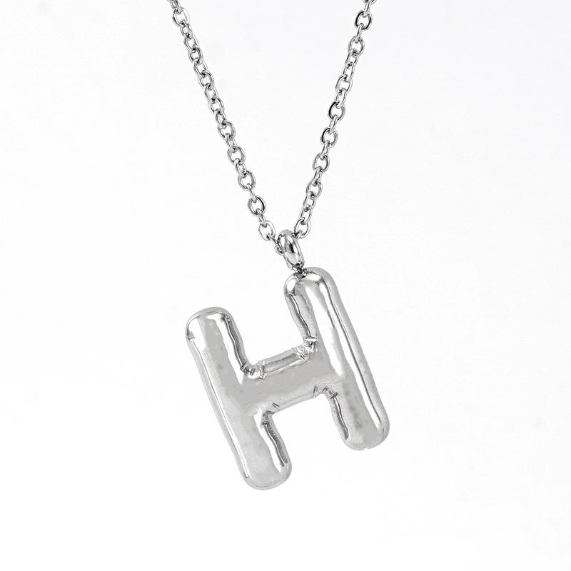Fashionable Plump Stainless Steel Alphabet Necklace For Women
