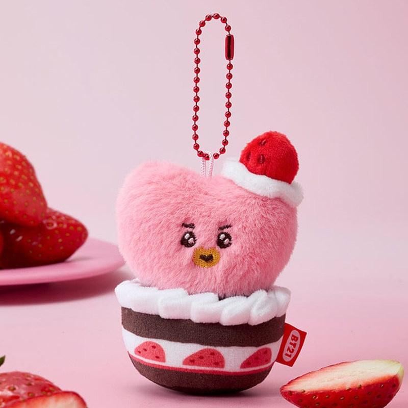 10cm Anime Cartoon Bt21 COOKY SHOOKY Plush Toy Creative Strawberry Cake Party Plush Toy Pendant Backpack Keychain Accessories