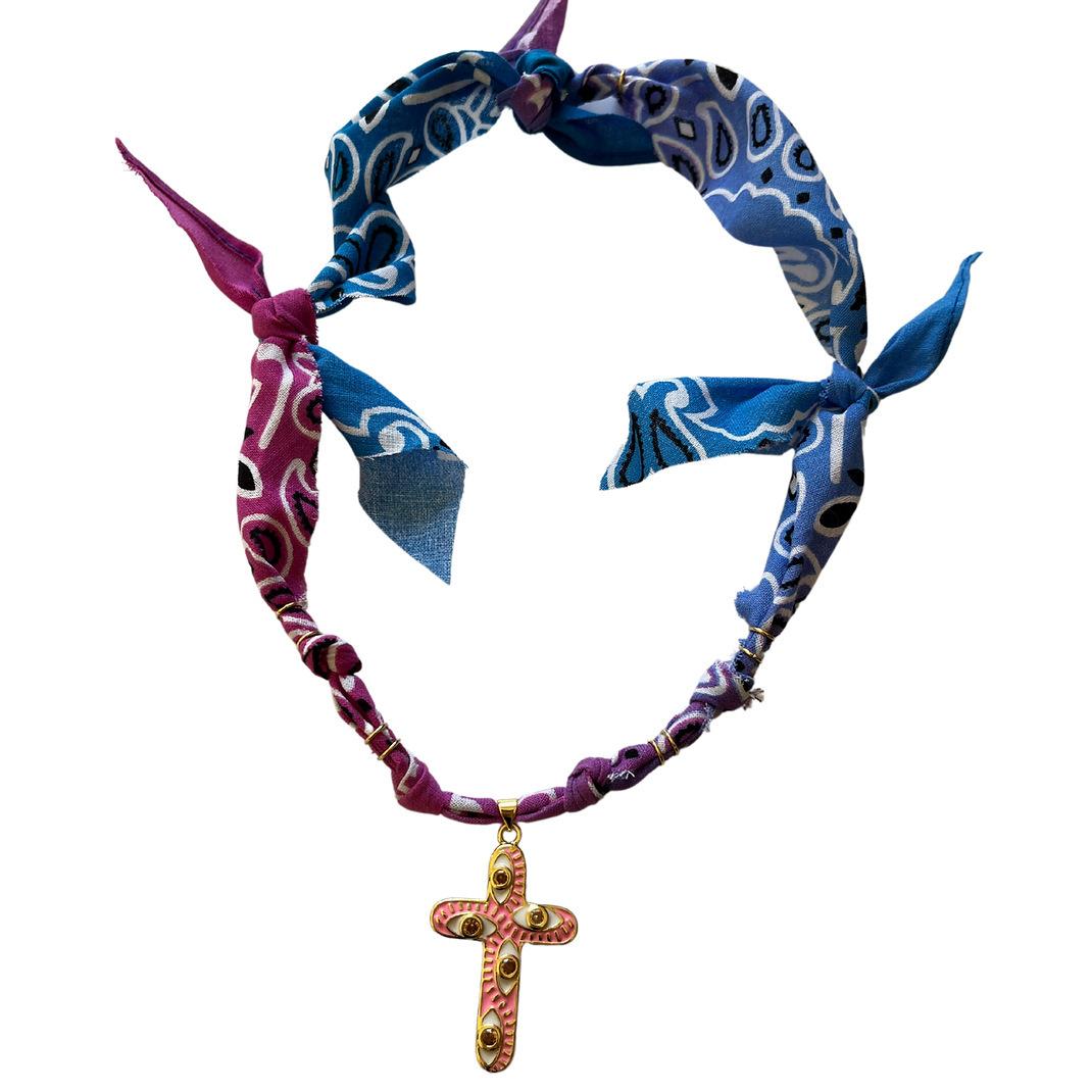 Gradual Change Color Cross Necklace Pomisia Vintage Niche Design Necklace
