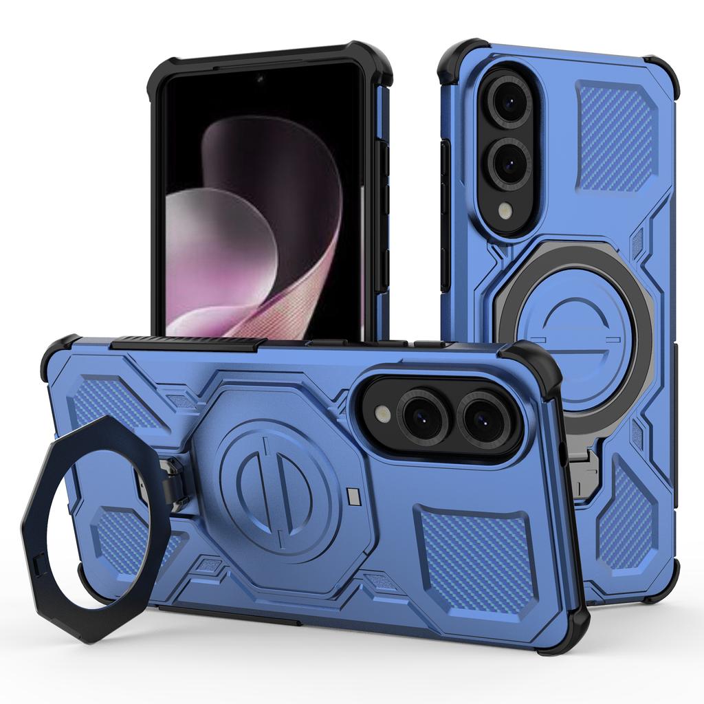 For Samsung Galaxy S25 Edge Magnetic Case Rotating Metal Kickstand PC + TPU Phone Back Cover