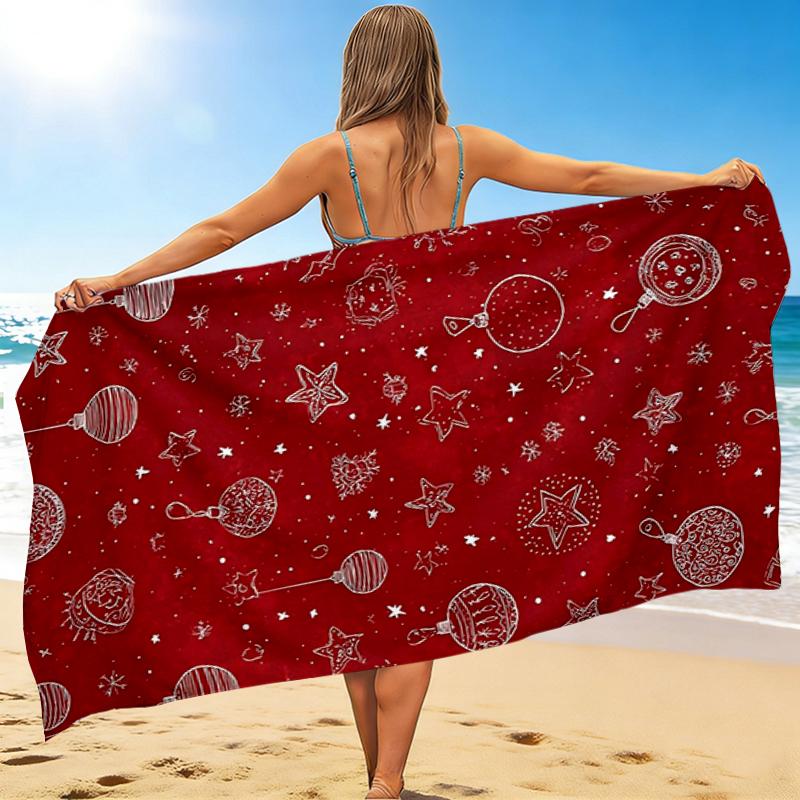 1Pc Christmas Ornaments Beach Towel Quick Dry Multiuse For Beach Pool Gym Yoga Home Travel Christmas Halloween Xmas Gift S185