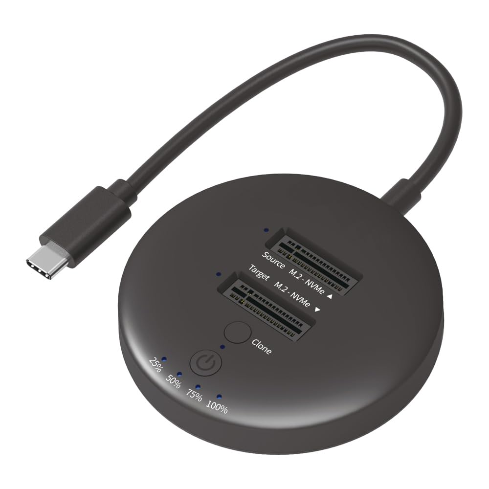 

Ainex USB 20Gbps NVMe SSD 2 Clone-Compatible M.2 Stand, Slots, HDE-21 чорний