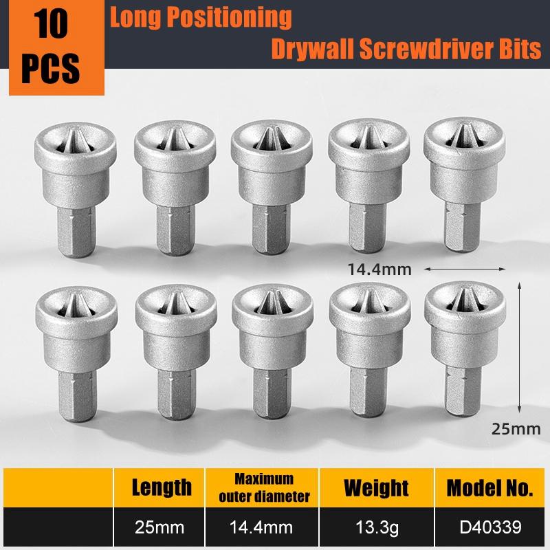 5/10pcs 25/50mm Drywall Screwdriver Bits Short Depth Stop Plasterboard 6.35mm Shank Stop Screws Woodworking Gypsum Board Locator