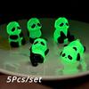 Glowing Panda Mini Figurines Miniature Panda Micro Landscape Ornament Glowing In Dark Miniature Flower Potted Decor(5pcs/set )