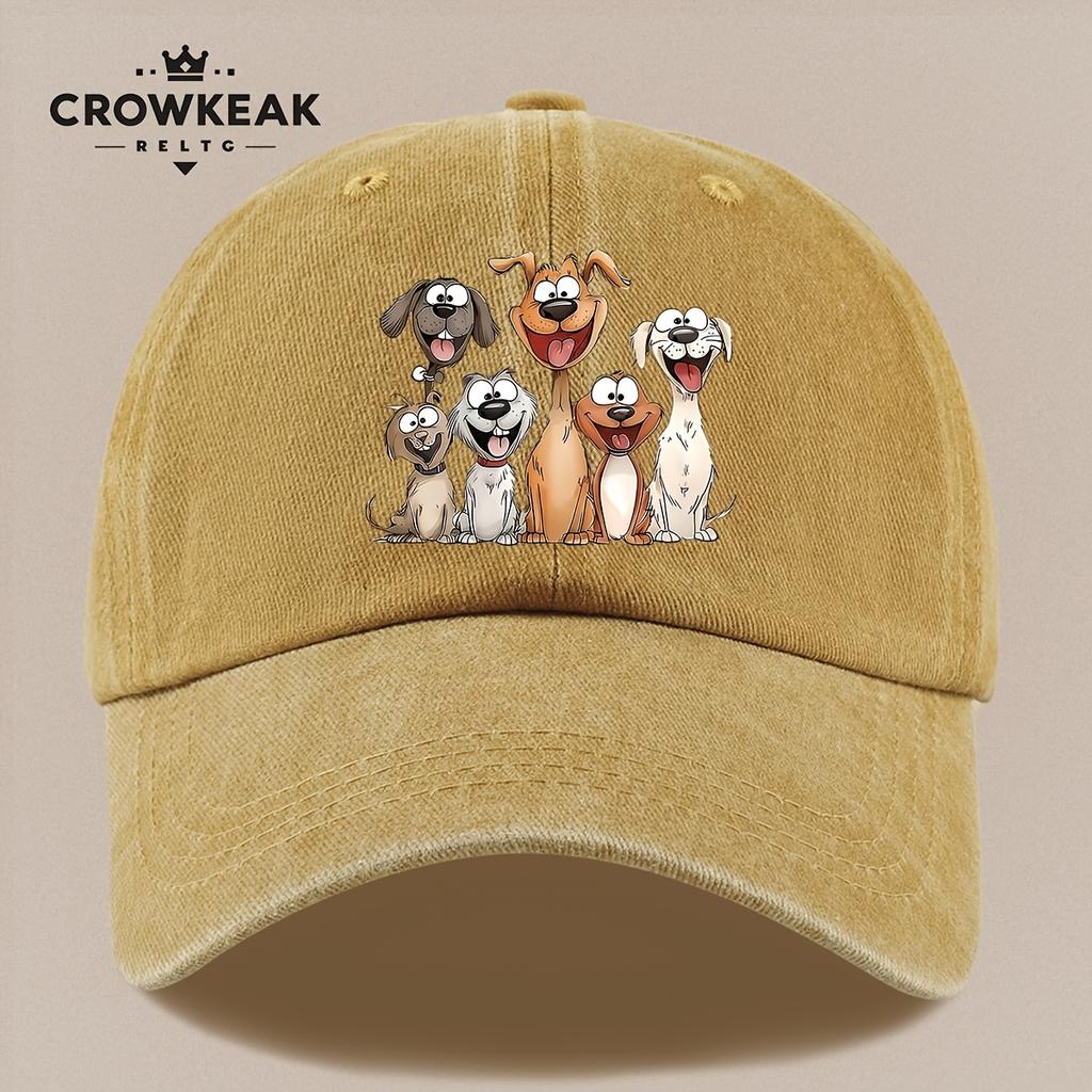 pc Cheerful Cartoon Dog Family Design Printed Casual Baseball Cap Lightweight Comfortable And Breathable Adjustable Size fo