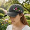 Fashion Flower Embroidery Baseball Cap Washed Cotton Adjustable Floral Cap Sunscreen Hats For Man Women