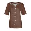 Women's T Shirt Tee Print Short Sleeve V-Neck Button Up Cardigan T-shirt Top
