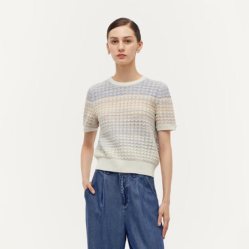 GOELIA Women's Gradient Knit Short Sleeve Pullover