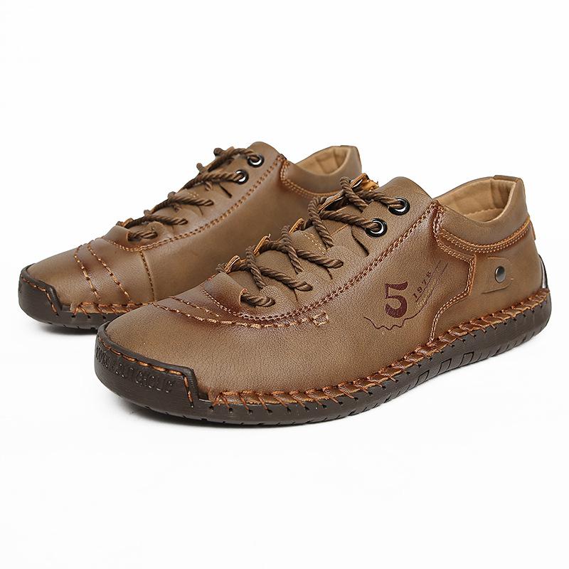 Handmade Leather Men Shoes Slip On Brown Leather Loafers Men Flats Casual Shoes for Men Non-slip Sneakers Moccasins Driving Shoe