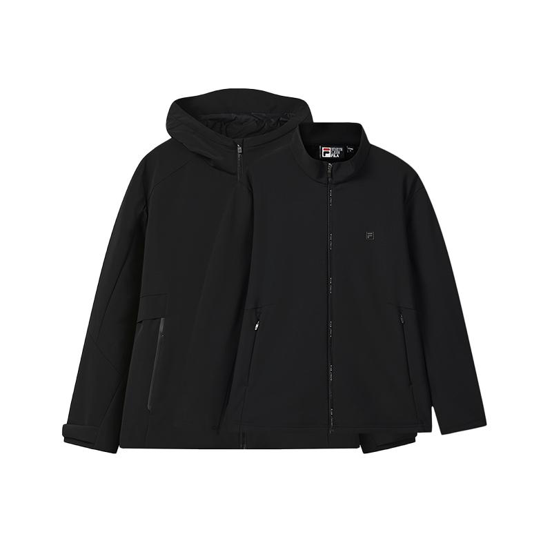 FILA White Casual Versatile Elastic Durable Warm Two-Piece Woven Hooded Jacket Men jackets F11M543704FBK