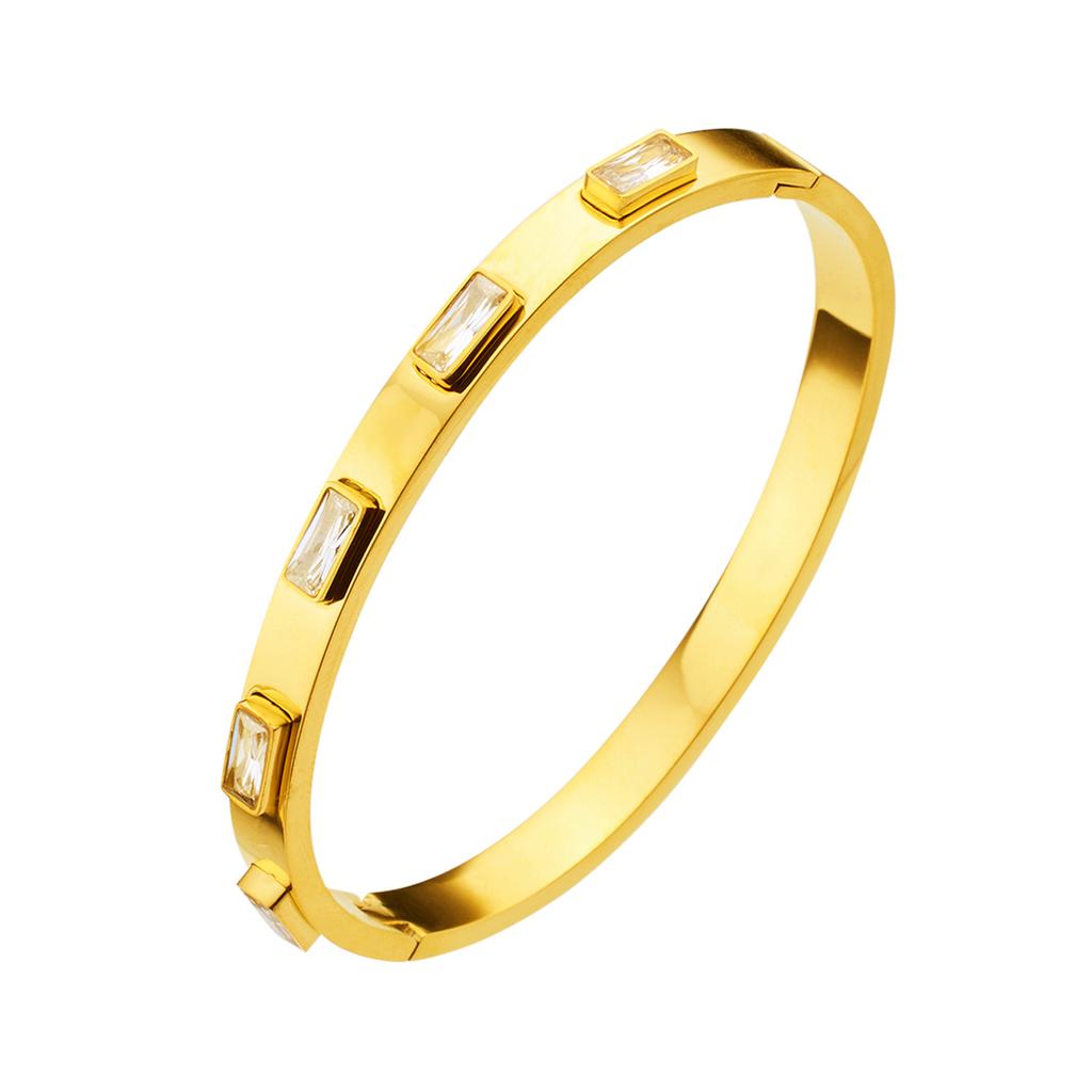 Fashionable Bracelet Women's Inlaid Square Green White Pink Zircon Bracelet