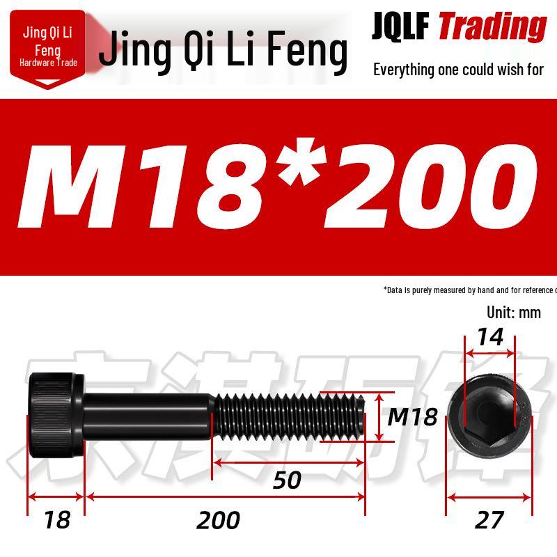 Hex Socket Head Cap Screw, Half Thread, M12-M18, High-Strength, Blackened Cylindrical Head, Knurled Bolt