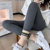 Women's Fleece-Lined High-Waist Leggings: New Autumn/Winter Style with Ribbed Ankle Cuffs, Slim Leg, and Warm Thread for Outdoor Wear.