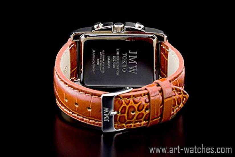 JMW TOKYO Square Silver Square Rectangular Limited Edition Seiko Quartz Leather Genuine Simple Popular for Day Gift To 300 Pieces Men's Watch, & Gold,