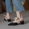 New Pointed Female Butterfly-Knot Women 2024 Slippers Casual Square Heel Loafers