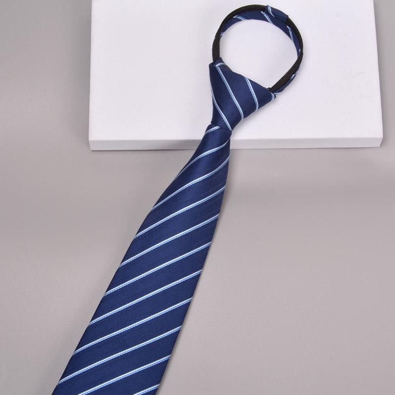 Krawatte Herren Reißverschluss Knotenfrei Klassisch Blau Schwarz Burgunder Einfarbig Gestreift Anzug Kleid Kragen