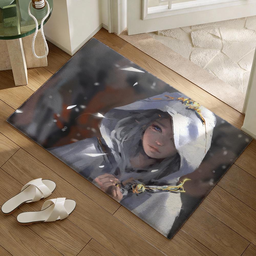 Sexy Girl Game Ghost Blade Anime Floor Mat Soft Flannel Non-Slip Door Mat - Thickened Rug for Living Room Home Decor